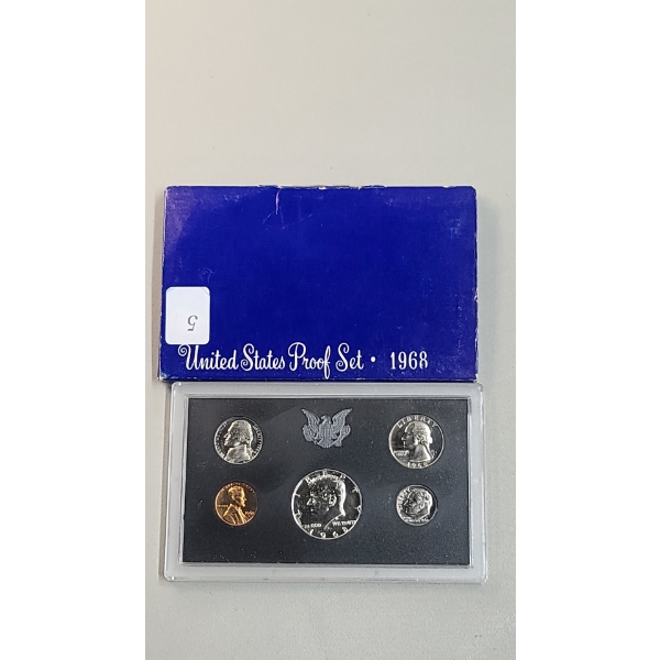 1968 United States Proof Coin Set Featuring 40% Silver Kennedy Half Dollar 