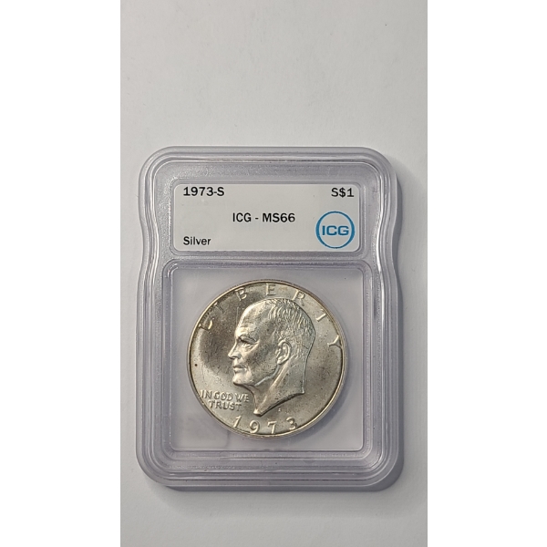 ICG 1973-S MS66 40% Silver Eisenhower Dollar