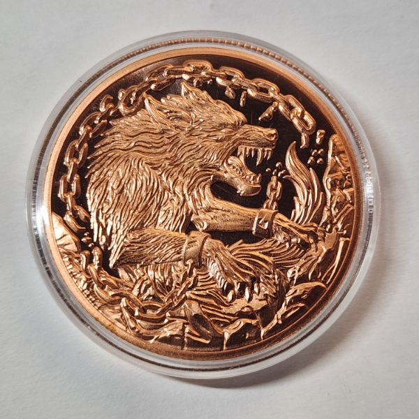 Fenrir Unchained 1 ADVP oz .999 Fine Copper Round - in Capsule