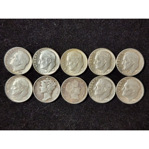 $1 Face Value in Assorted 90% Silver Dimes