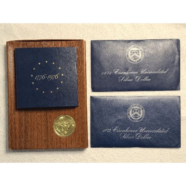 United States Bicentennial Silver Proof Set With 3 Assorted Silver Eisenhower Dollars