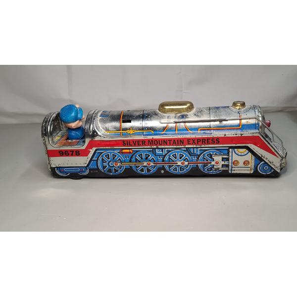1960's "Silver Mountain Express" Tin Litho Japanese 15" Toy Train Made By Modern Toys