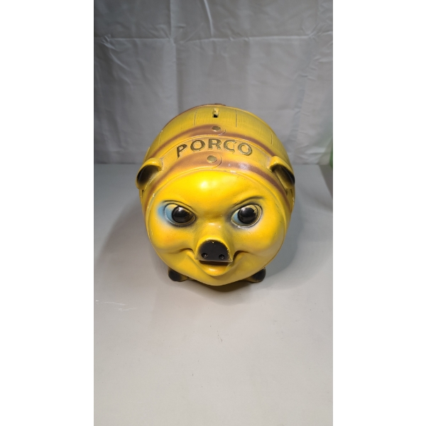 Vintage Accents Porco Chalkware Barrel Piggy Bank