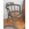 Image 3 : Patriotic Decorated Round Wooden Parlor Chair With Cane Seat