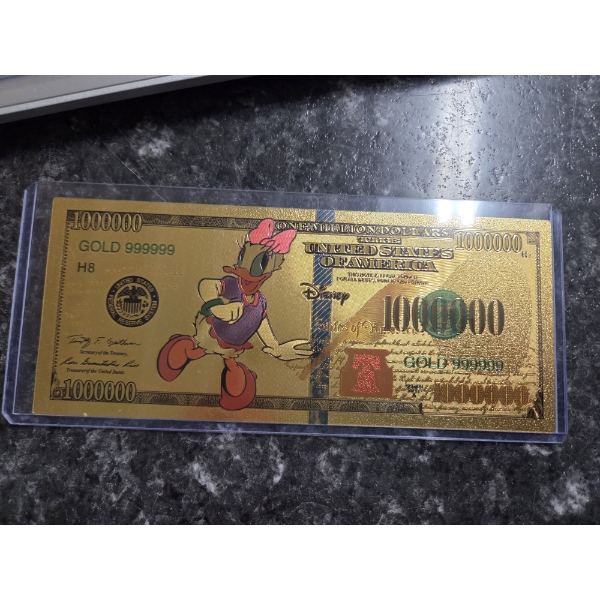 Rare Disney Daisy Duck Gold Foil .999999 24k Note