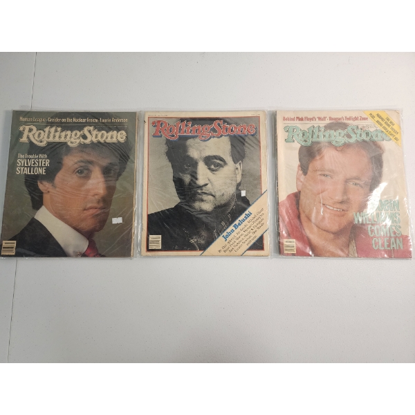 3 Vintage Rolling Stones Magazines ft. Sylvester Stallone, John Belushi, Robin Williams