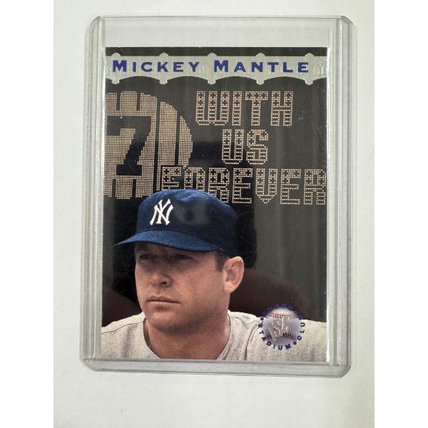 1996 Topps Stadium Club Mickey Mantle "With Us Forever" Chase Insert Baseball Card - Mint Condition