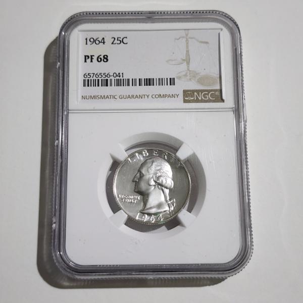 NGC PF68 United States 1964 Washington 90% Silver Proof Quarter