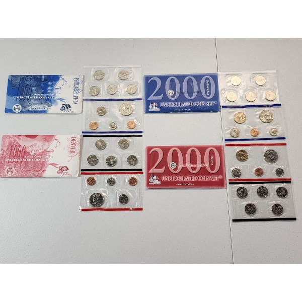 U.S. 1999 P&D & 2000 P&D Uncirculated Coin Sets in Original Packaging