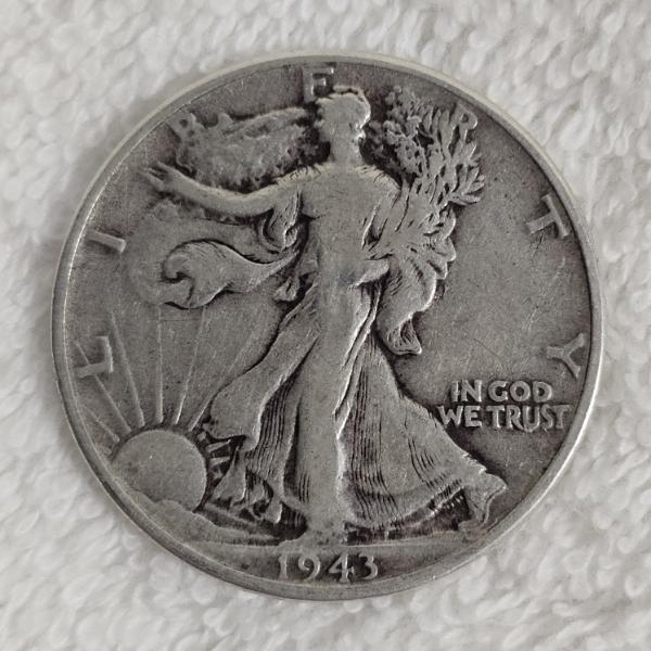 1943 Walking Liberty 90% Fine Silver Half Dollar Coin - 0.3617 oz ASW