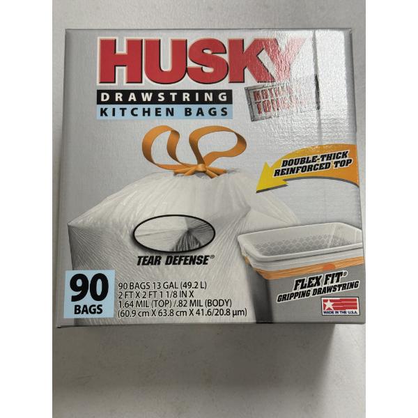 Brand New Husky Heavy Duty 13 Gallon Kitchen Garbage Bags - Box of 90