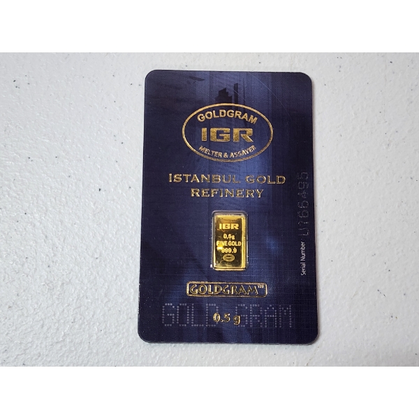 Istanbul Gold Refinery 0.5g 999.9 Fine Gold Bar in Sealed Assay Card