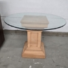 Image 3 : Glass Top Table with Wooden Base - 42" Round 30"H
