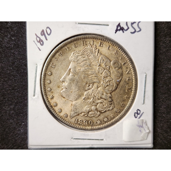 1890-P Morgan Silver Dollar - AU Condition 90% Silver US Coin 