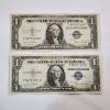 Image 1 : Two United States 1935 D Blue Seal $1 *Consecutive Serial Number* Silver Certificates