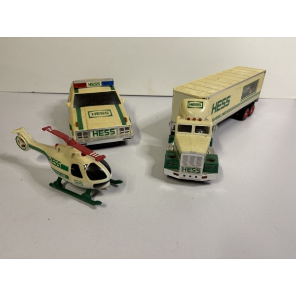 Hess Gasoline Toy Police Car - Semi Truck - Helicopter