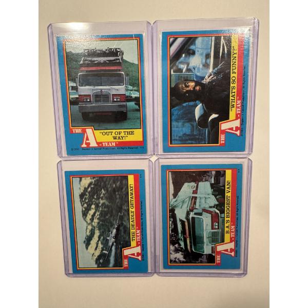 4 - 1983 Topps The A - TEAM Trading Cards In Protective Holders - Featuring A Rare Mr. T Card 