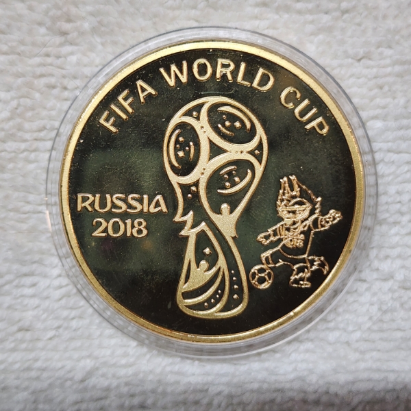 FIFA World Cup Russia 2018 Commemorative Coin in Plastic Protector ~ Gold Plated