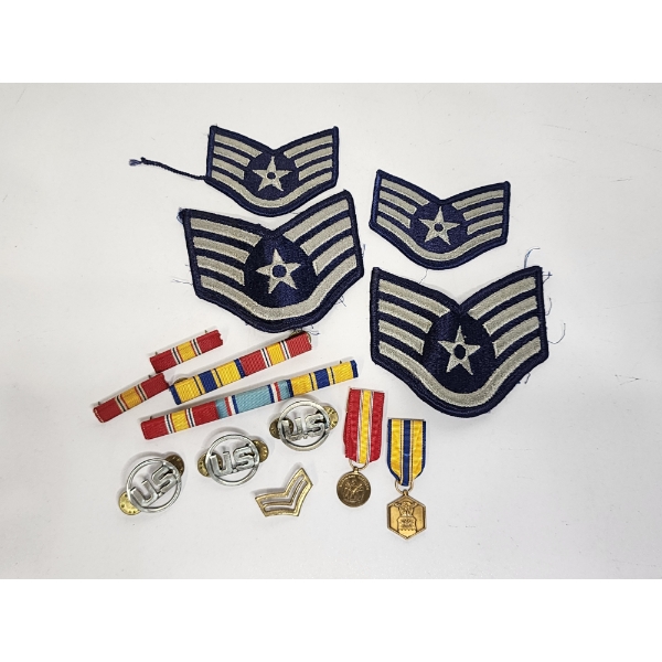 Assortment of Vintage U.S. Military Air Force Patches and Pins