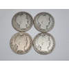 Image 1 : Four U.S. Barber Half Dollars: 1901-S, 1907, 1902, 1906 - 90% Silver - FV: $2.00