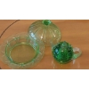 Image 3 : 6" Lime Green Covered Candy Dish & Art Glass Bubble Paperweight