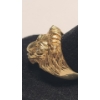 Image 2 : 14K Yellow Gold Lion's Head Statement Ring With Diamonds - Size 10 - Weight: 6.0g