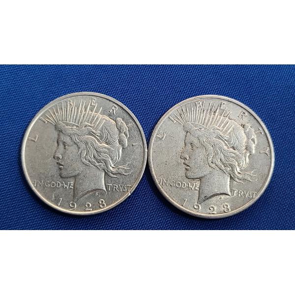 (2) 90% Silver Peace Dollars - 1923-S & 1923-D 