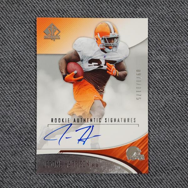 Upper Deck #206 Jerome Harrison AUTOGRAPHED & NUMBERED Football Trading Card 