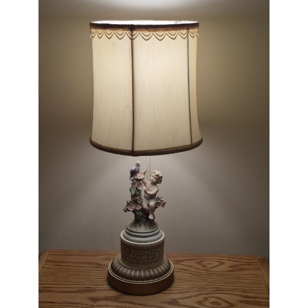 Gprgeous Pair Of Figural Porcelain Lamps & Shades 23 " Tall