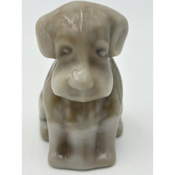Adorable Degenhart Vintage Glass Dog Figurine- Lt Dapper Gray Slag