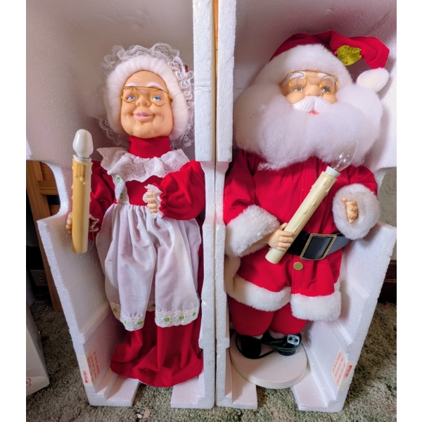 23" Lighted & Animated Santa And Mrs. Claus Dolls