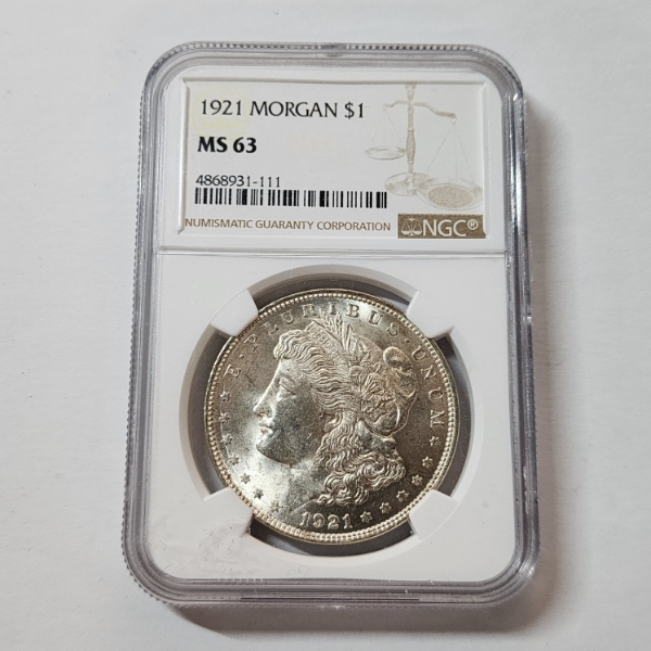 NGC MS63 United States 1921 90% Silver Morgan Dollar 