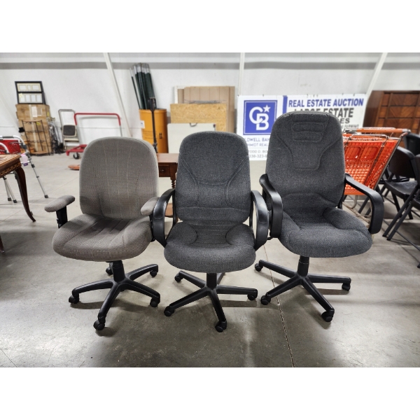 Lot of (3) Office Chairs - Adjustable on Wheels - Very Good Condition!