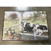 Image 1 : Farm Cows with Flowers on a Porch Swing Photo Frame - 25x36.5" - Pam Britton