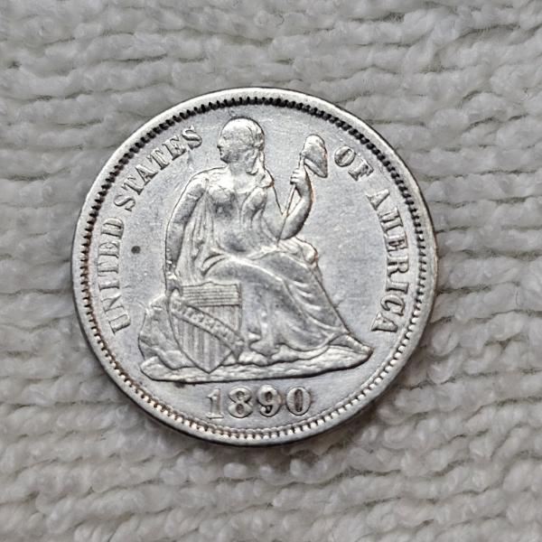 90% Silver 1890 Seated Liberty Dime FV: $.10