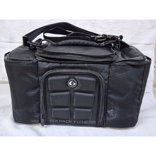 Gently Used Six Pack Fitness Gym or Travel Bag With Accessory Containers 