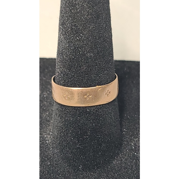 10K Gold Stamped Starburst Band Ring - Size 7 - Weight: 1.7g