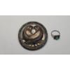 Image 1 : Sterling Silver Repousse Dove Love Birds Brooch & Southwestern Style Turquoise Ring - Weight: 16.9g