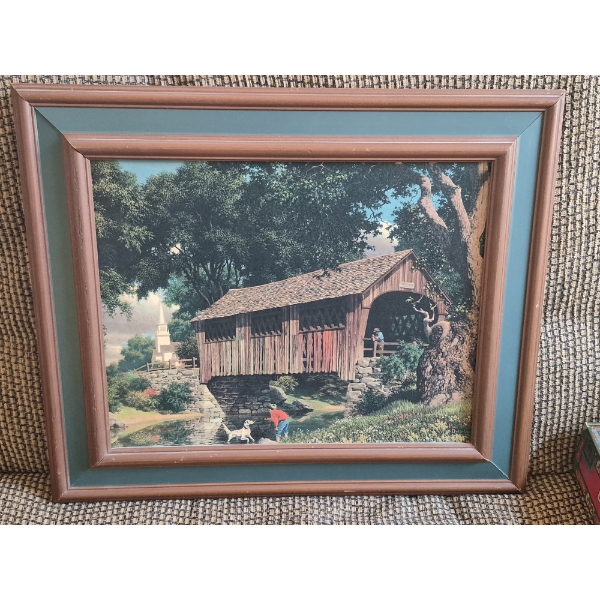 PICKUP IN CANTON - 3 Pcs - Vintage Paul Detlefson Country Scene Framed Prints - See Desc