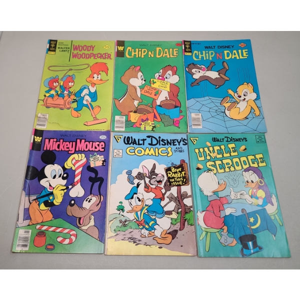(6) Assorted WALT DISNEY 1970's And 1980's Gold Key, Gladstone & Whitman Publishing Comic Books