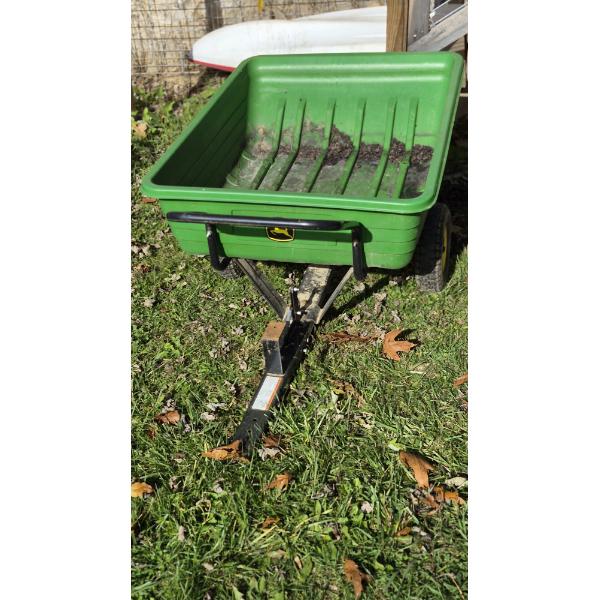 Nice John Deere Tow Behind Farm Cart - 4 ft x 3 ft -With Detachable Hitch bar - Can be used for hand