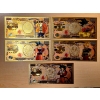 Image 1 : 5 Pc Set Pure 24k .999 Gold Foil "Dragon Ball Z"Nippon Ginko Bank Notes - Each In Mint Condition