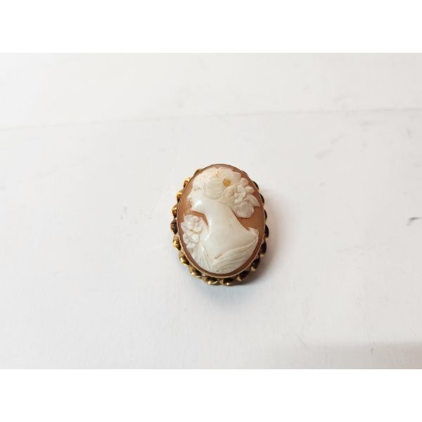 10K Gold Cameo Brooch Total Weight: 3.7g