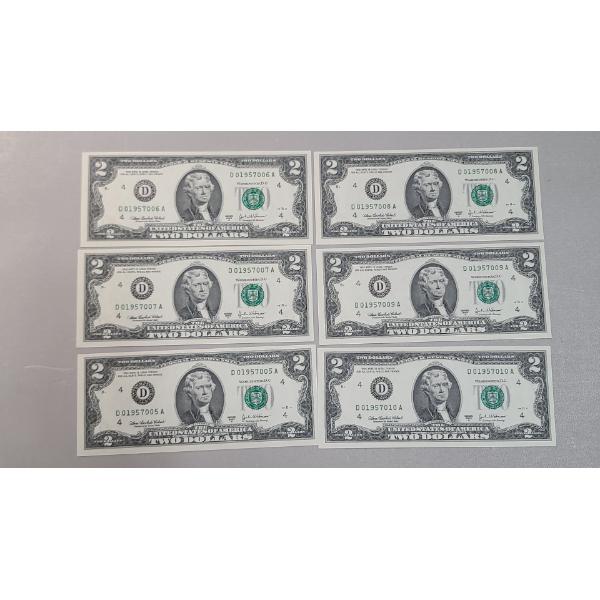 (6) Sequential United States Series 2003 A $2 Federal Reserve Notes - Face Value: $12.00