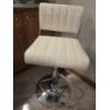Image 1 : Beautiful Like New! Three White Leather Adjustable Height, Swivel Stools