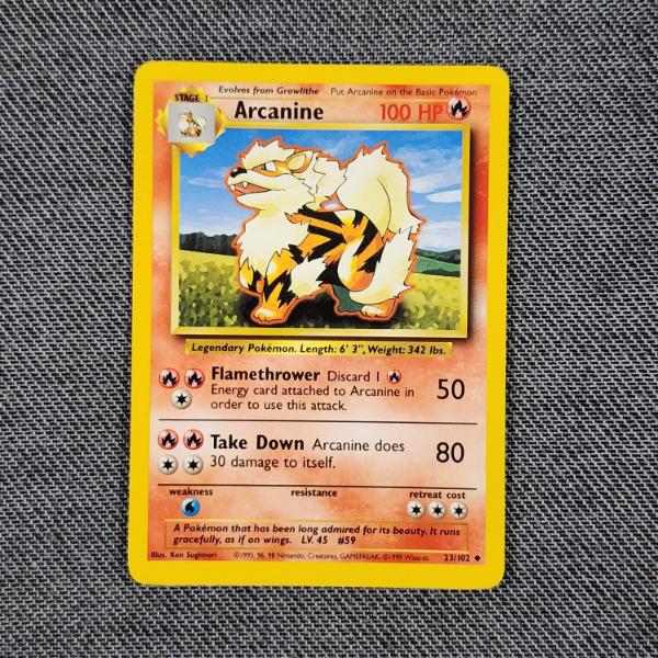 Arcanine 23/102 Uncommon Vintage Base Set Pokemon Trading Card in Near Mint Condition!