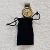Image 4 : Bon Ton Bass Gold Tone Watch with Damaged Stainless Steel Band and Velvet Pouch