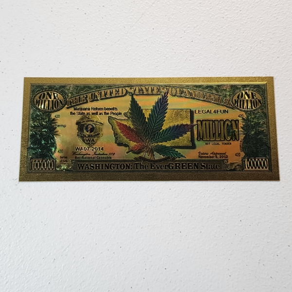 USA The EverGREEN State Novelty 1 Million Dollar Gold Foil Note