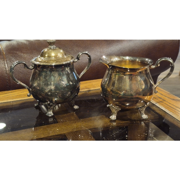 2 Pcs Siulver Plate Creamer & Lidded Sugar As Shown 2nd Of 2 Offered Nice Cond