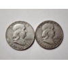 Image 1 : Two Benjamin Franklin 90% Silver United States Half Dollars ~ Both Nice Looking Coins!